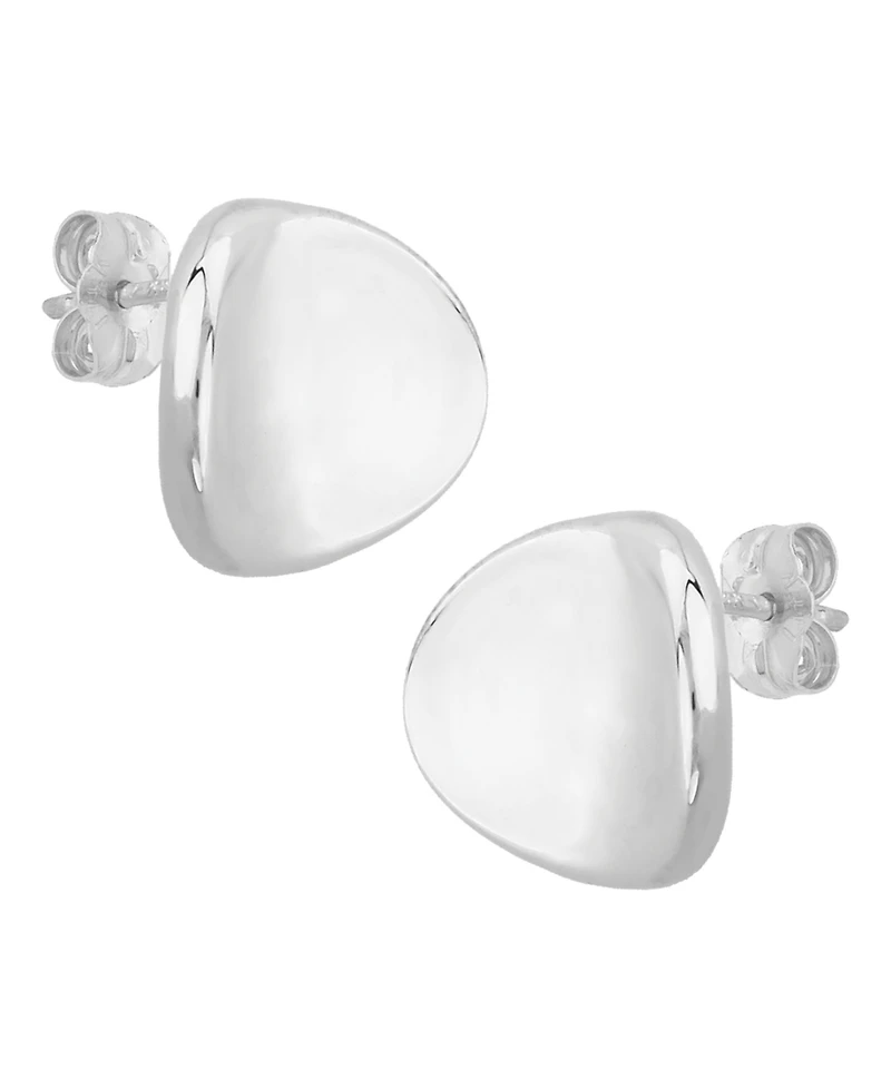 Dapped Disc Stud Earrings Set 14k White or Rose Gold (10mm)