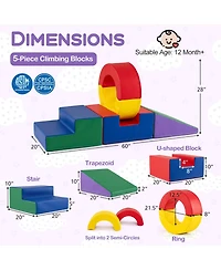 Mecale 5-Piece Kids Climbing Toys with Pu Leather Cover