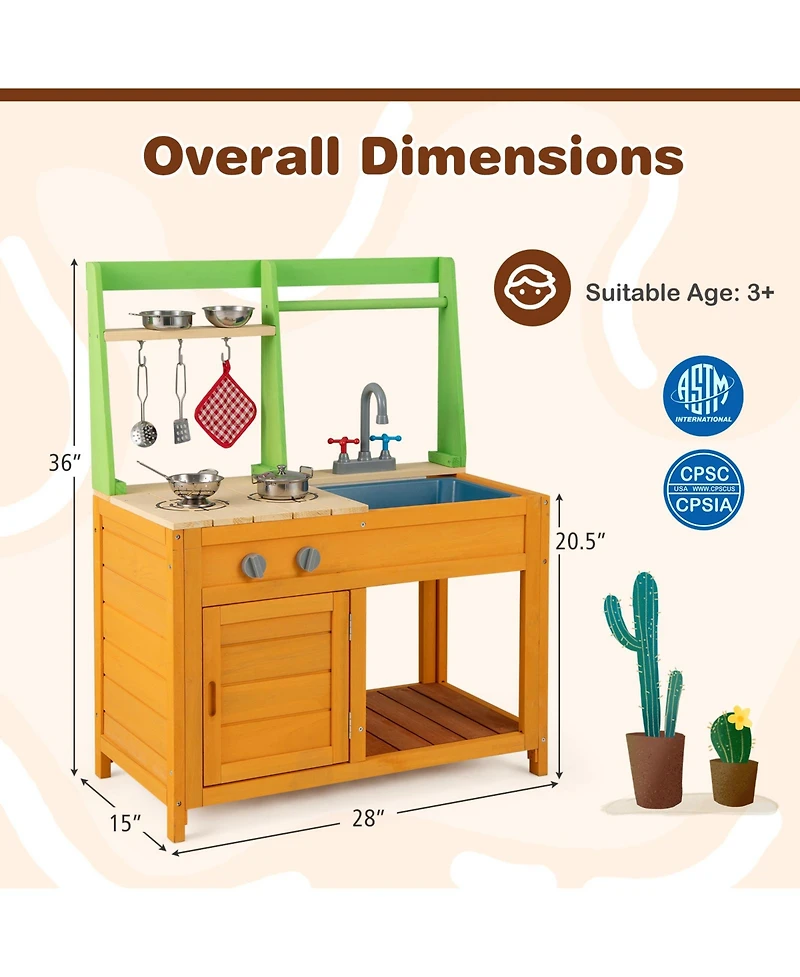 Mecale Outdoor Mud Kitchen Playset for Boys & Girls 3+ Years, Safe and Fun Pretend Toy