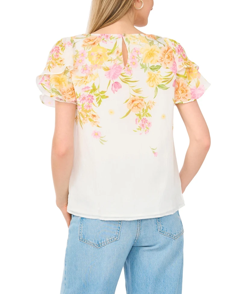 Vince Camuto Women's Crew Neck Tulip-Sleeve Blouse