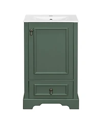 Sillysis 20" Bathroom Vanity with Ceramic Sink, Soft Close Door, Drawer & Adjustable Shelf for Small Spaces