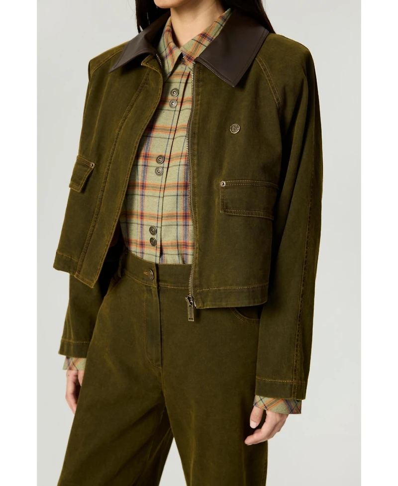 Nocturne Women's Contrast Collar Utility Cropped Jacket