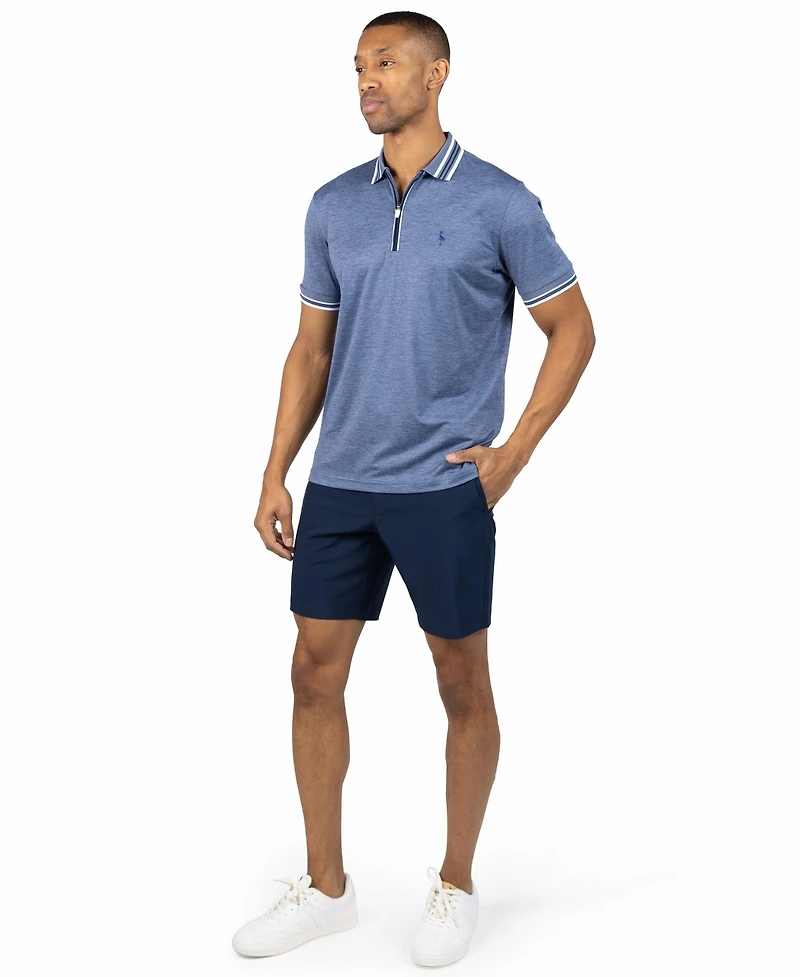 Tailorbyrd Men's Quarter Zip Mesh Performance Polo with Stripe Tipping