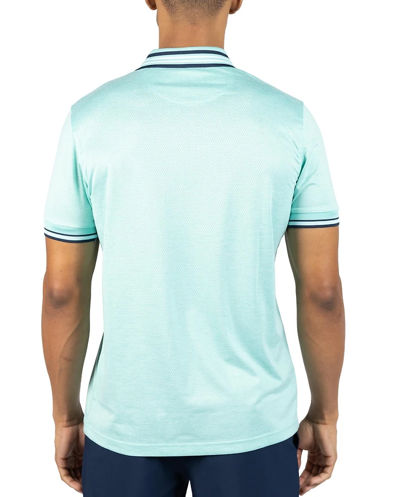 Tailorbyrd Men's Quarter Zip Mesh Performance Polo with Stripe Tipping