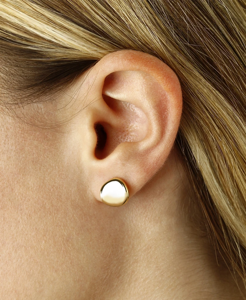 Dapped Disc Stud Earrings Set 14k White or Rose Gold (10mm)