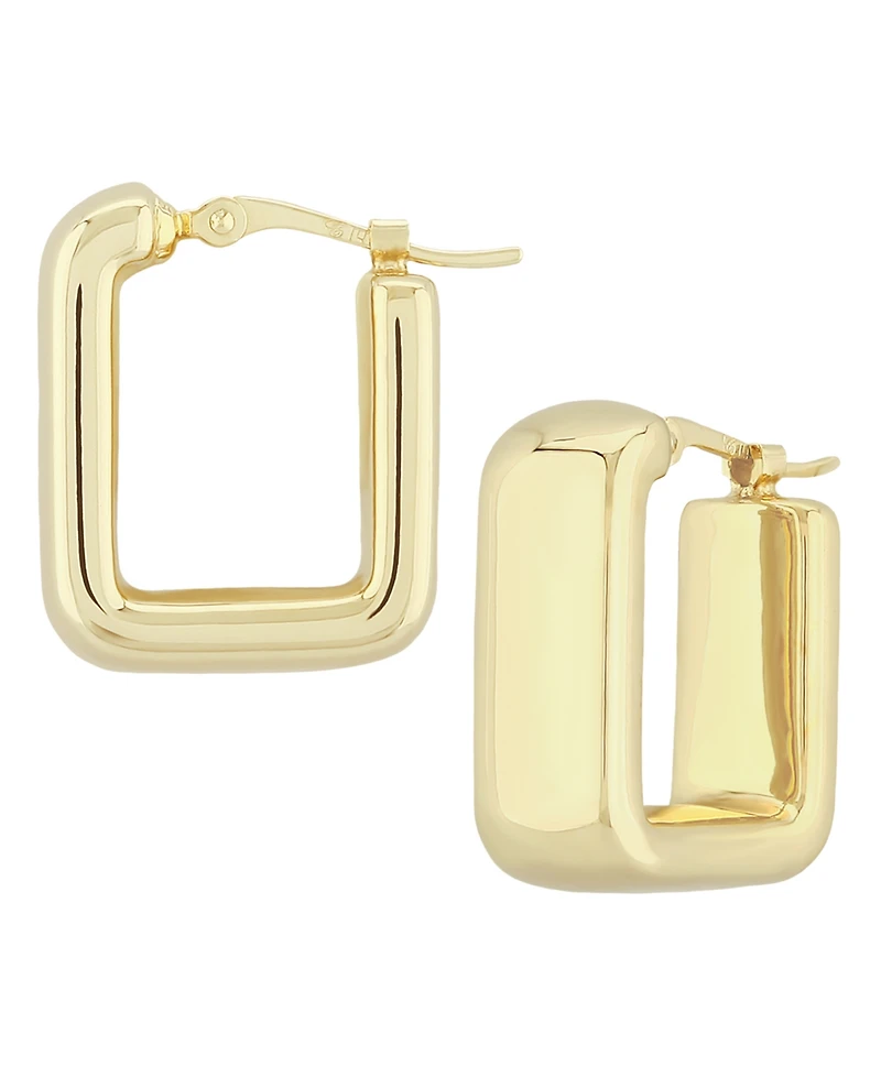 Bold Square Hoop Earrings Set in 14k Gold