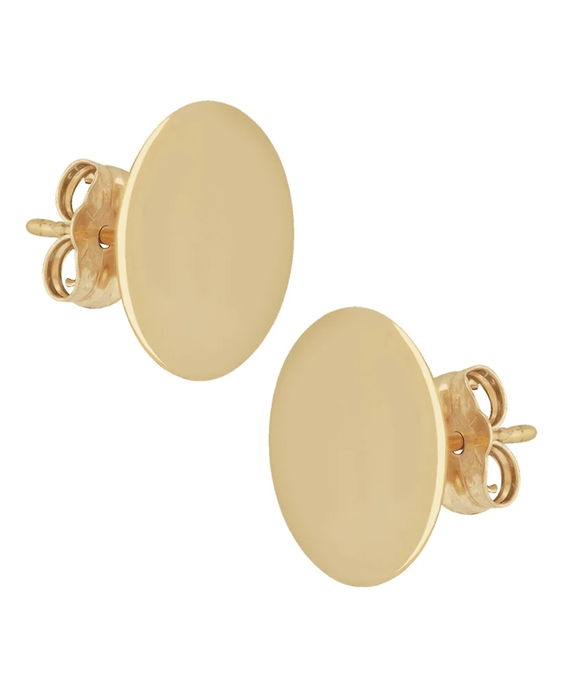 Flat Disc Stud Earrings in 14k Gold (13mm)