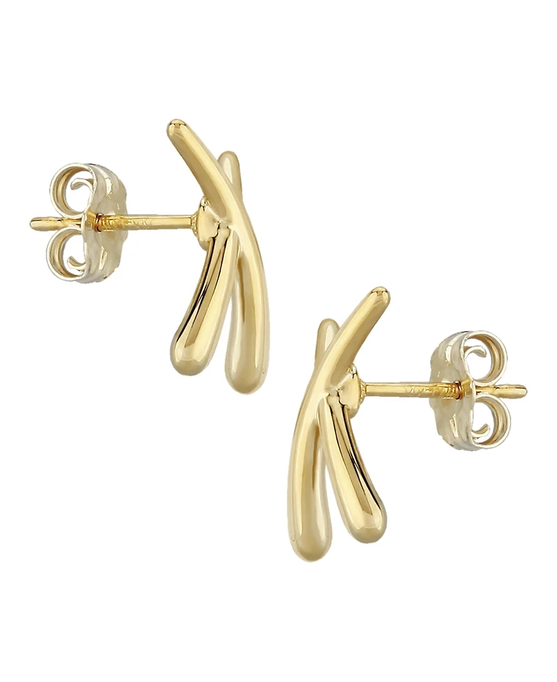 Small "X" Stud Earrings Set in 14k Two-Tone Gold (Also available in 14k Yellow Gold)