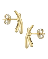 Small "X" Stud Earrings Set in 14k Two-Tone Gold (Also available in 14k Yellow Gold)