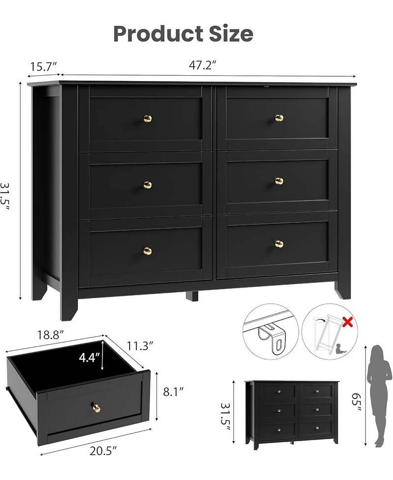 gaomon Drawer Dresser for Bedroom, Large Dresser with Deep Drawers & Metal Knobs