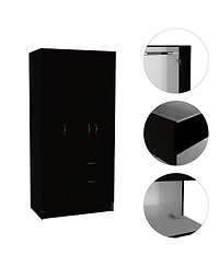 flynama Meredith 1Drawer Rectangle Armoire Wenge and White with Hanging Rod 7 Shelves and PullDown Door Cabinet