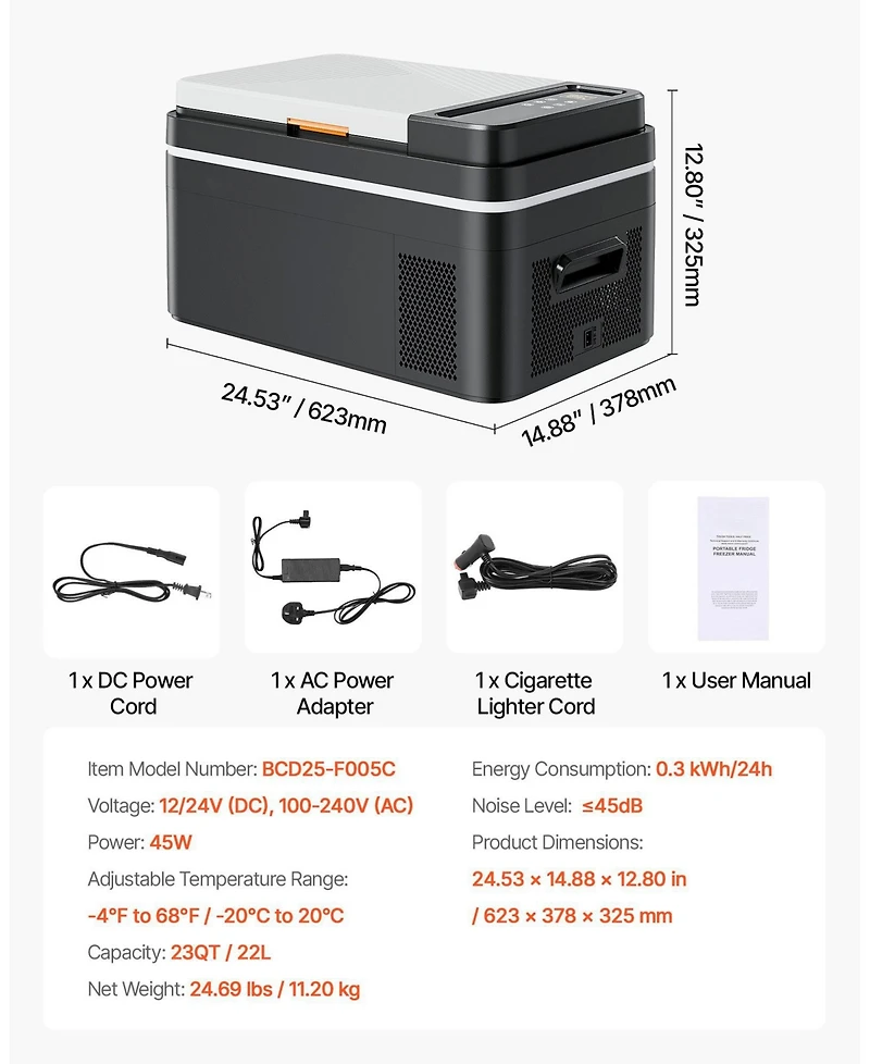 Mecale 12 Volt Portable Car Refrigerator with App Control