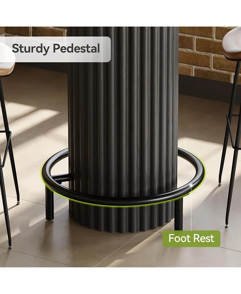 Tribesigns 39.4" H Round Bar Table with Metal Footrest, Wooden Bistro Pub Table, Small High Top Pub Cocktail Tables