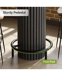 Tribesigns 39.4" H Round Bar Table with Metal Footrest, Wooden Bistro Pub Table, Small High Top Pub Cocktail Tables