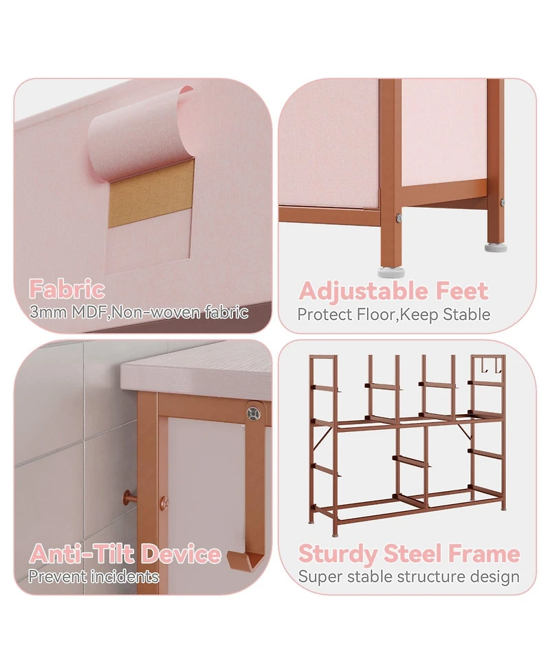 gaomon 10-Drawer Fabric Dresser, Tall Chest with Fabric Bins, Side Pockets & Sturdy Steel Frame for Bedroom, Closet, or Living Room