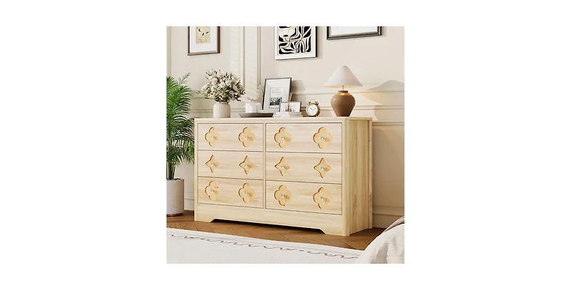 gaomon Drawer Dresser for Bedroom Wide Dresser, Boho Chest of Drawers, Wooden Chest with Clothes Storage Cabinet