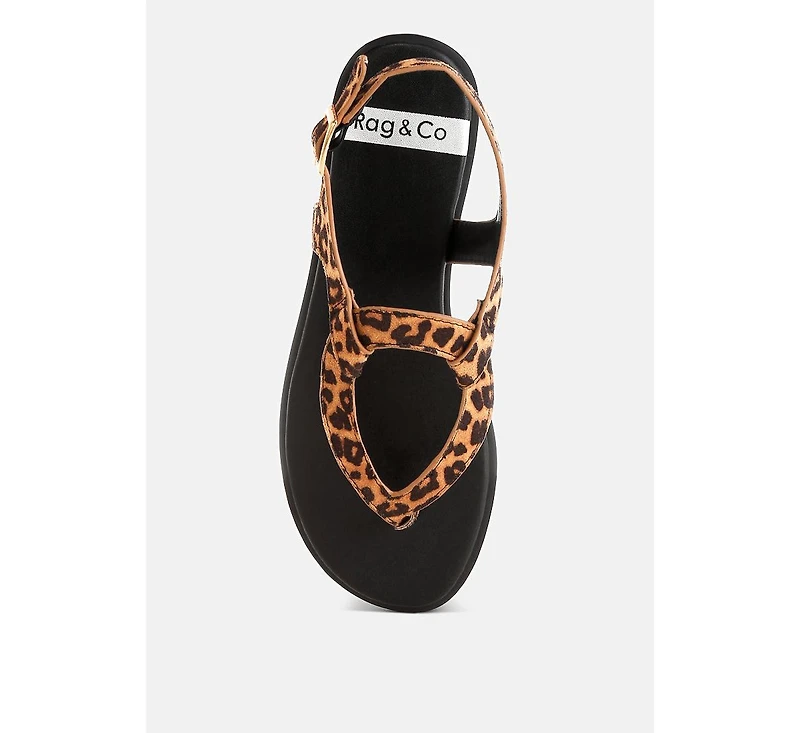 Venusa Leopard Print Buckled Flats