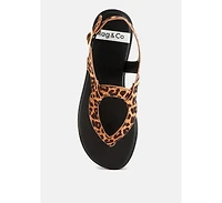 Venusa Leopard Print Buckled Flats