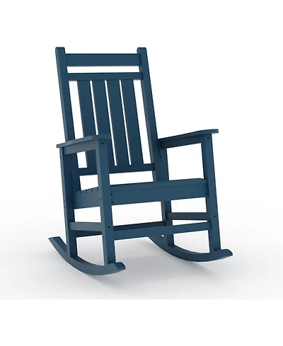 gaomon Outdoor Rocking Adirondack Chair- Hdpe High Back All-Weather for Deck Lawn Fire Pit