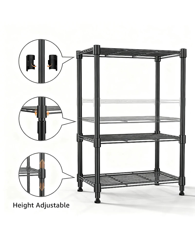 Yigii 3-Tier Steel Shelving Unit, Versatile for Home & Office, Adjustable, Easy Assembly