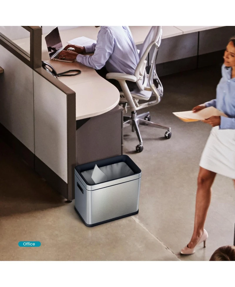 Home Zone Living 9 Gallon Slim Kitchen Trash Can with Open Top for Commercial Use, Stainless Steel, Silver