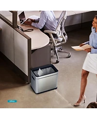 Home Zone Living 9 Gallon Slim Kitchen Trash Can with Open Top for Commercial Use, Stainless Steel, Silver