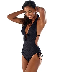 Lascana Women's Plunge Crochet One Piece Swimsuit Bra Sizing