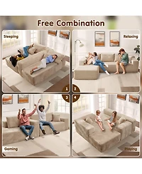 Xizzi No Assembly Required Cloud Sectional Sofa, L-Shape Couch Chaise Lounge with Deep Seat and Wide Armrest for Living Room Bedroom