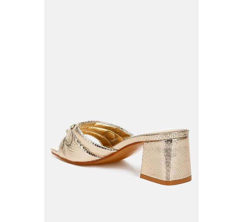 London Rag Womens Bellamy Horsebit Detail Snake Print Sandals