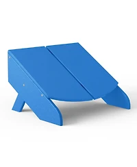 Outdoor Hdpe Modern Adirondack Chair with Folding Patio Ottoman and Cup Holder