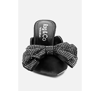 Rag & Co Elisda Womens Embellished Bow High Heel Mules