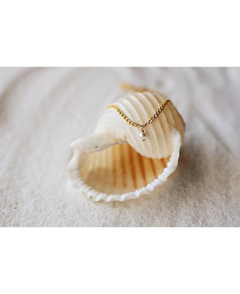 Bowood Lane 14k Gold Filled Curb Chain With Mini Pearl Charm Necklace