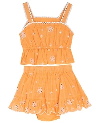 Rare Editions Baby Girls' Sleeveless Eyelet Dress and Skort, 2-Piece Set
