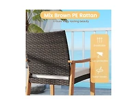 Slickblue Patio Pe Wicker 3-Piece Bistro Set with Acacia Wood Table