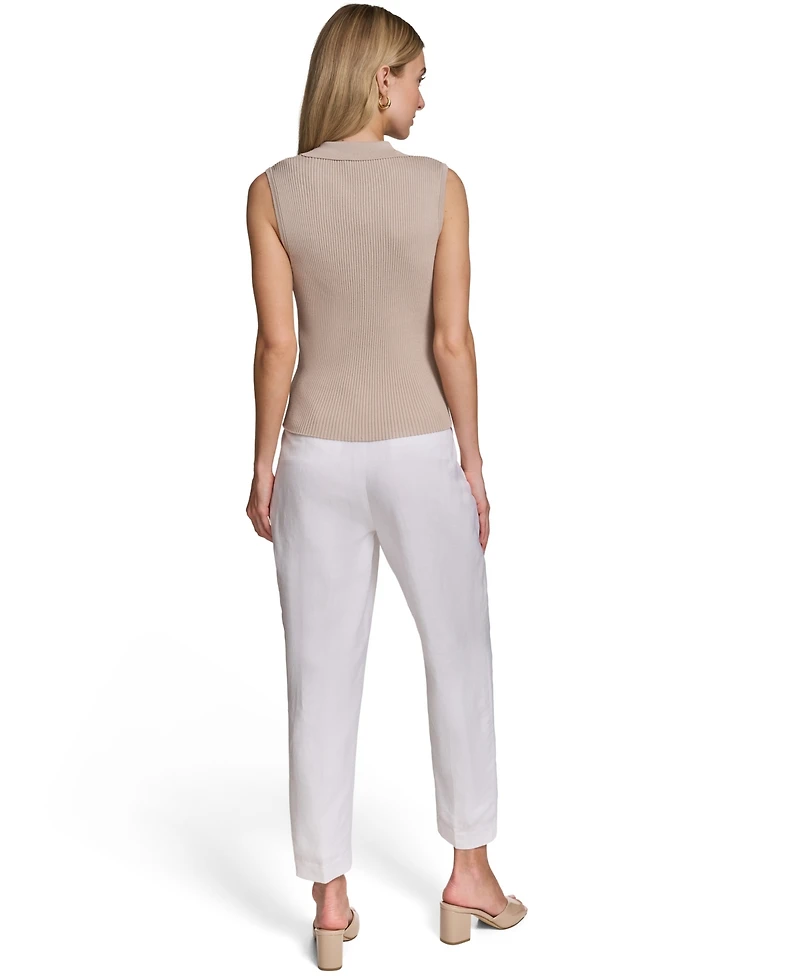 Calvin Klein Women's Sleeveless Button-Front Collared Sweater