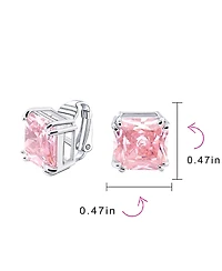 Bling Jewelry 12MM Princess Cut Cubic Zirconia Cz Solitaire Statement Clip On Stud Earrings Non Pierced