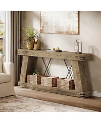 Tribesigns Farmhouse Console Table, Long Sofa Table Behind Couch with Storage, Rustic Entryway Furniture for Hallway