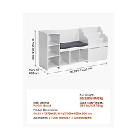 Slickblue Wooden Kids Storage Bench with Bookshelf and Toy Box