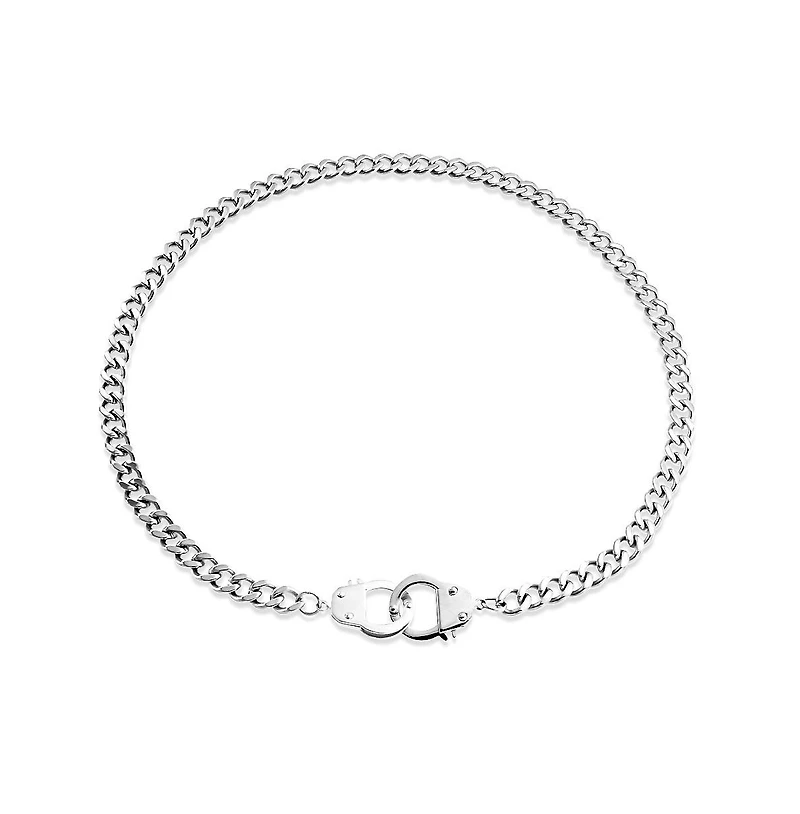 Bling Jewelry Punk Rocker Biker Jewelry Chain Statement Handcuff Necklace Stainless Steel 20 Inch