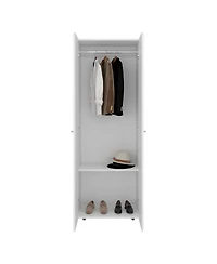 Flynama Home 2 Doors Closet System Armoire with Hanging Rod and Storage Shelf Modern Organizer for Bedroom