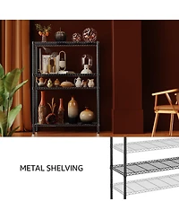 Rainsken 4- Tier Metal Storage Shelves, Adjustable Wire Shelving Rack for Garage, Basement, Warehouse, 1400 Lbs Capacity