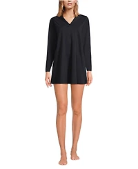 Lands' End Women's SunShade Upf 50 Hooded Mini Swim Cover-Up Dress