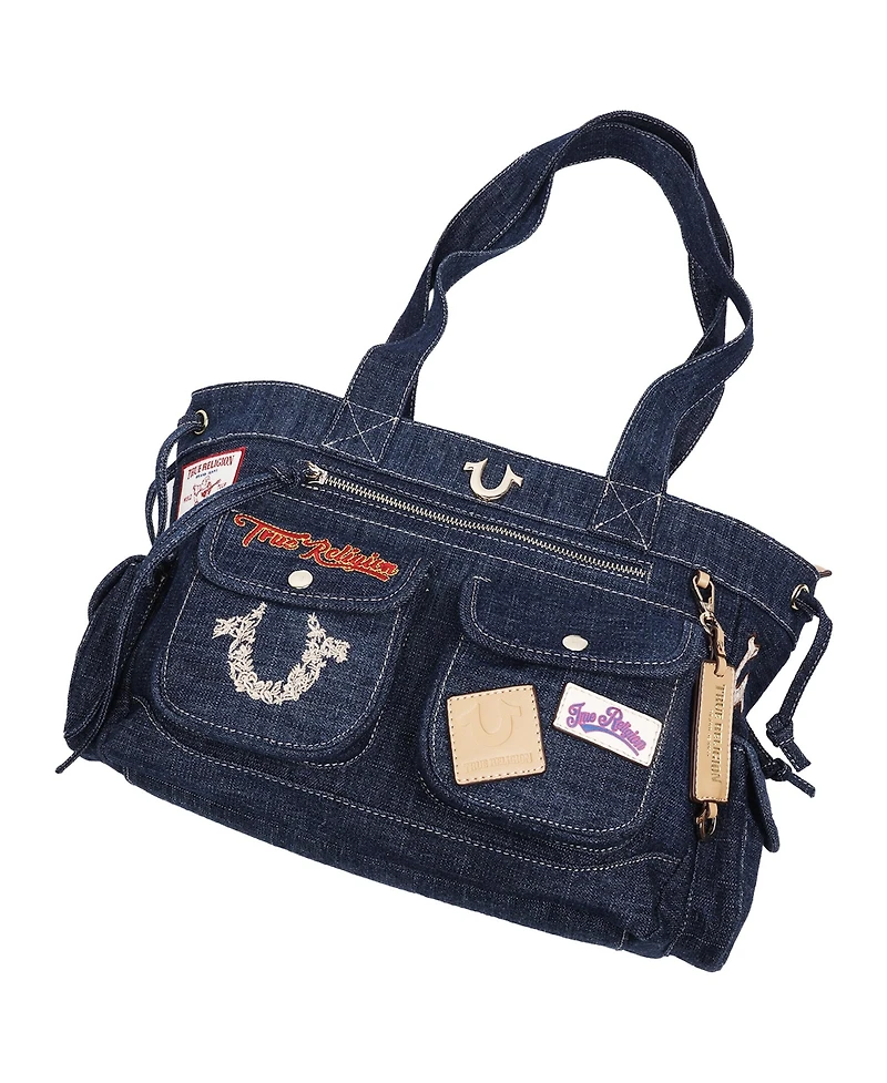 True Religion Multi-Patch Denim Tote