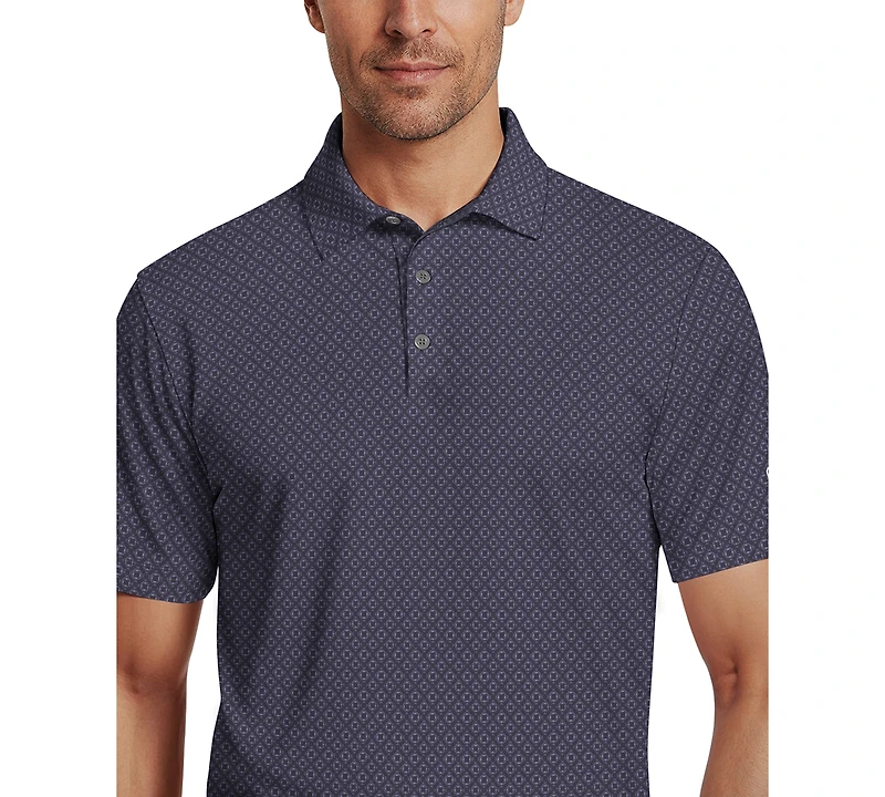 Pga Tour Men's Essential Geo Print Golf Polo Shirt