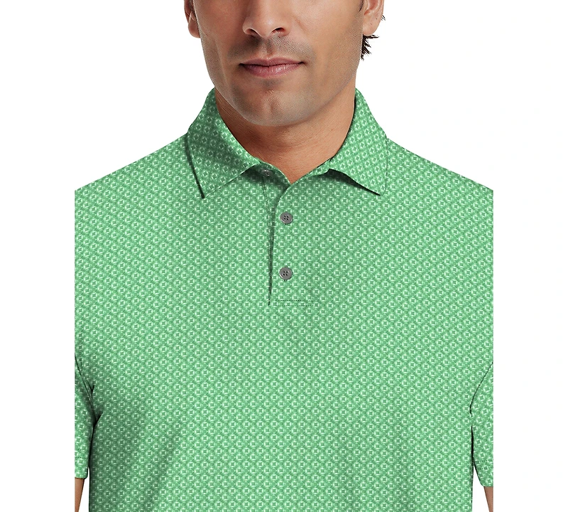 Pga Tour Men's Essential Geo Print Golf Polo Shirt