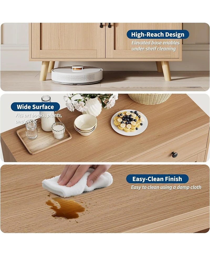 gaomon Buffet Cabinet Sideboard with 2 Drawer & 4 Doors, Accent Cabinet with Storage, Console Coffee Bar Table