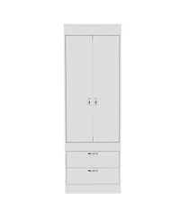 flynama Lisboa Armoire Double Door 2 Drawers Hanging Rod Metal Handles