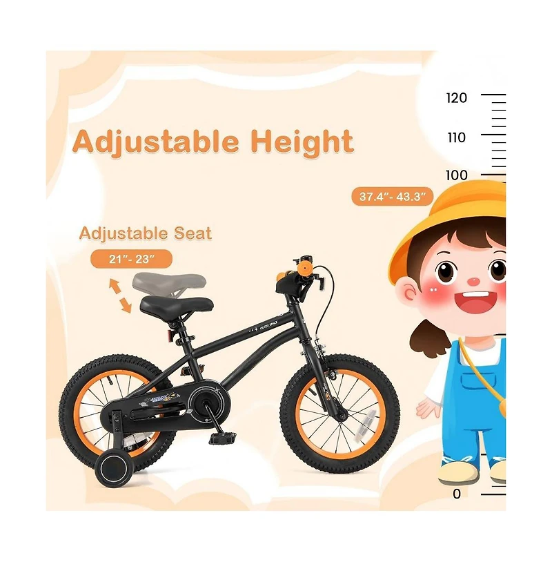 Hongge 14 Inch Kids Bike Sport Bicycle for 3-5 Years Old with Adjustable Seat