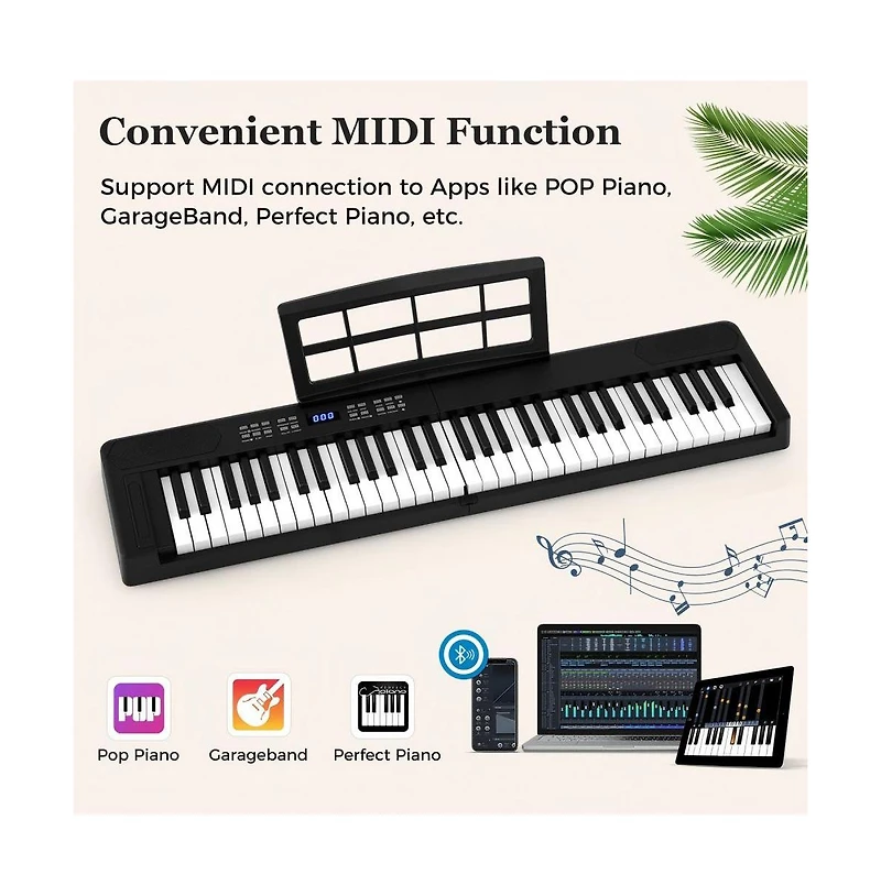 Hongge Key Foldable Piano Keyboard Full Electronic with Midi and Split Function