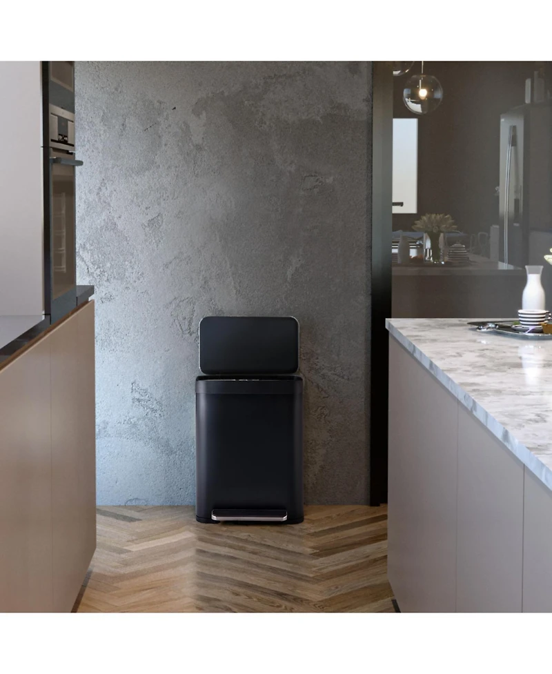 Home Zone Living 13 Gallon Kitchen Trash Can with Soft Close Lid, Liner-Free Stainless Steel Body